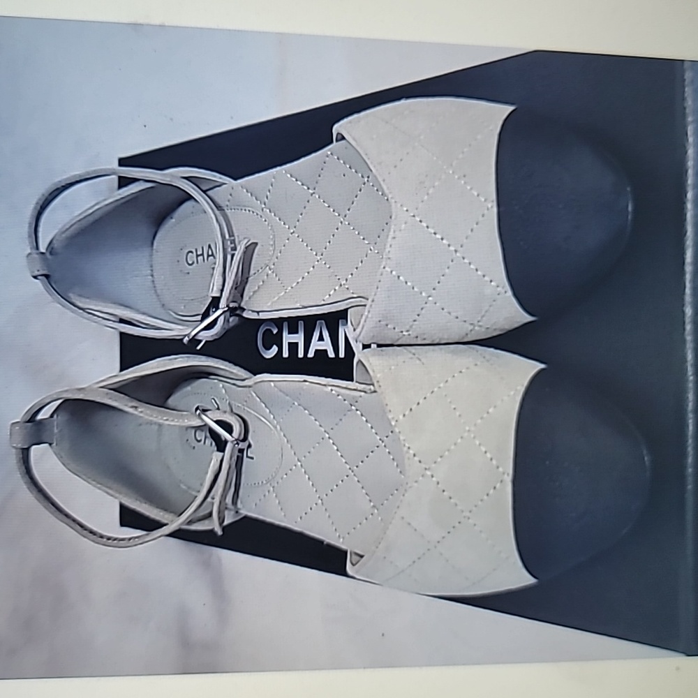 Chanel Ballerinas Heels 35.5 Cap Metallic Lambskin